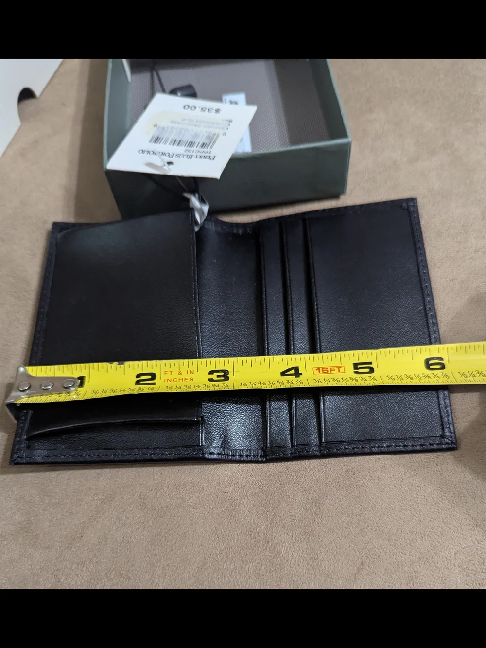 Perry Ellis Portfolio Black Leather Card Case with Money Clip